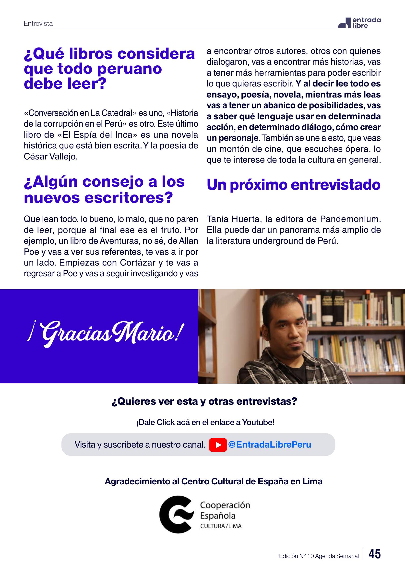 Entrada Libre, 10ma edicion, pagina 10